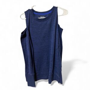 Calvin Klein Sweater Performance Stretch Cold Shoulder Shirt Size Blue Medium